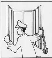 Open or unlock all windows and doors that have been secured at night.