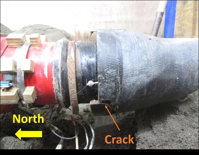 The pipe had a total of four AMERICAN Earthquake Joint Systems. Two EJS castings were located 5 and 15 ft (1.5 and 3.