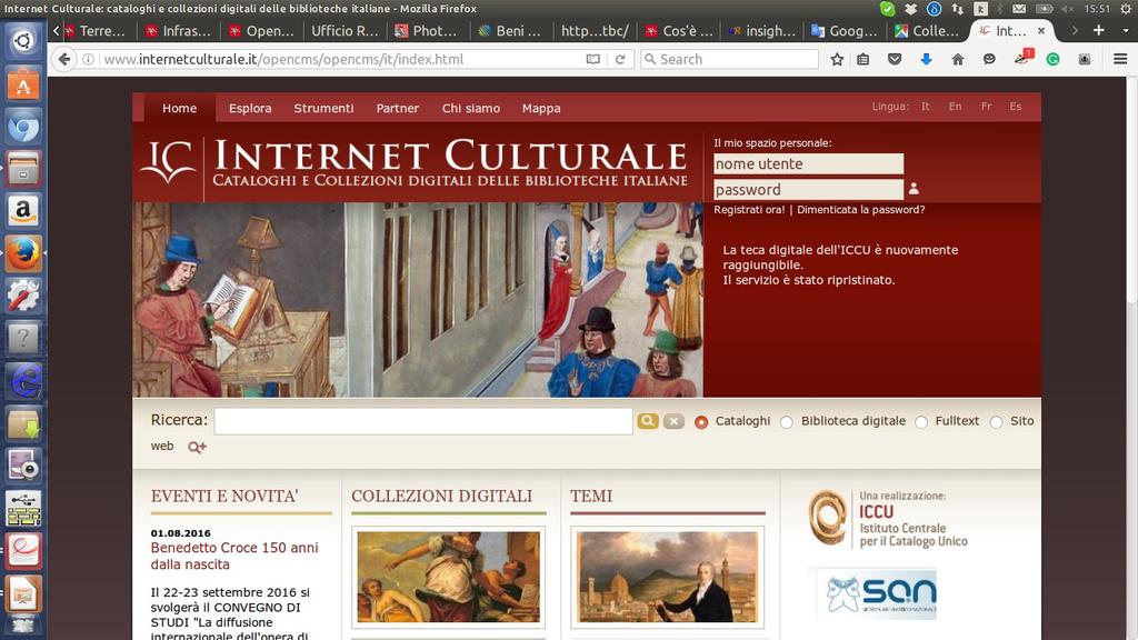 of libraries archives INTERNET CULTURALE is a web tool google like for multimedia consultation that displays bibliographic information digital catalogs of the main Italian public