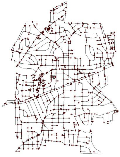 and Figure 5.4(c) shows all intersections of major roads in the study area. Both GIS data for census blocks and major roads came from the 2010 Census data.