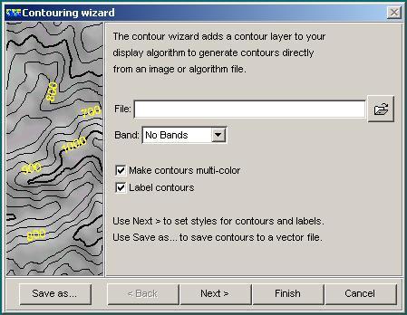 2) Automatic contouring wizard helps to create vector contour from a DEM with label.