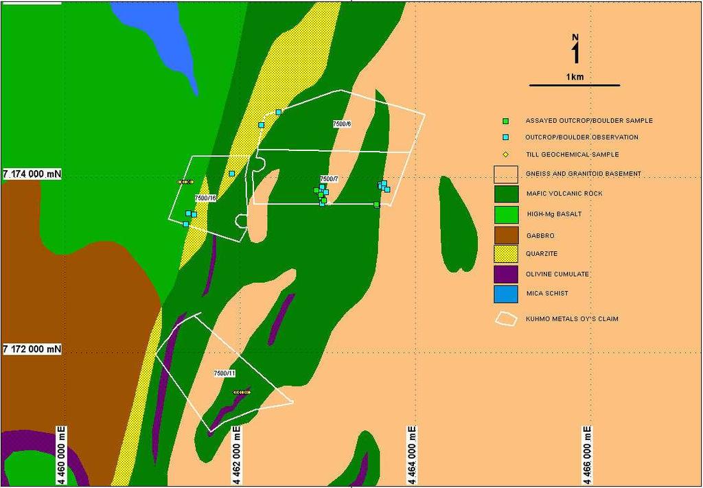 Kuhmo Metals Oy`s work Kuhmo Metals Oy`s work in 2005 and 2006 included : Evaluation of geophysical data, contracted by Astrock Oy Geological evaluation Target generation based on geological and