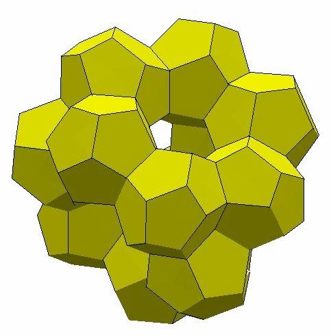 The complementary labyrinth of the D-net of dodecahedra is a D-net of hexakaidodecahedra.