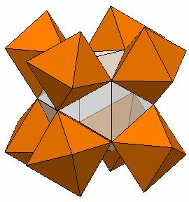 An icosahedron with octahedra on eight of its faces can be extended to a