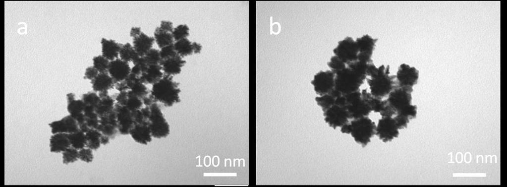 Fig. S5 TEM images of products without adding OA when (a)