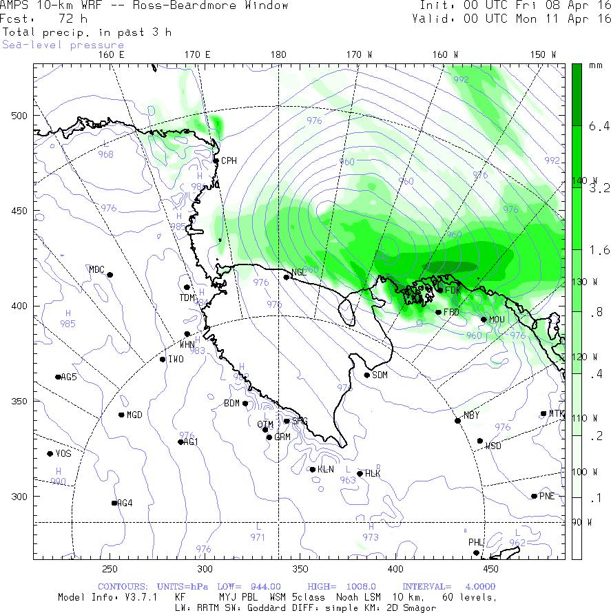 & 72-hr Forecasts SLP and 3-Hr Precip 0000 UTC 11