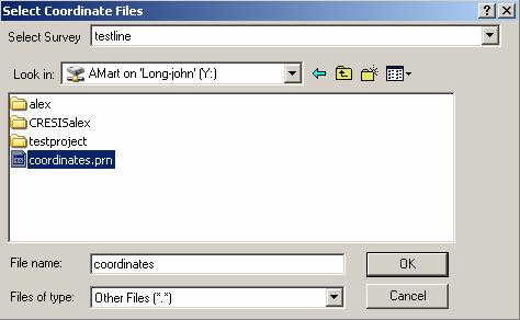Select the file which contains the coordinate information.