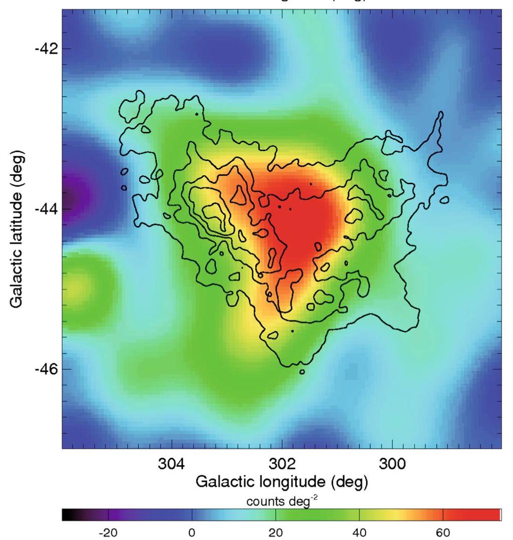 GeV gamma-ray emission from normal and starburst galaxies 15 Fig. 8 Fermi-LAT image of the SMC in the 200 MeV - 20 GeV energy band after subtraction of the celestial background [88].