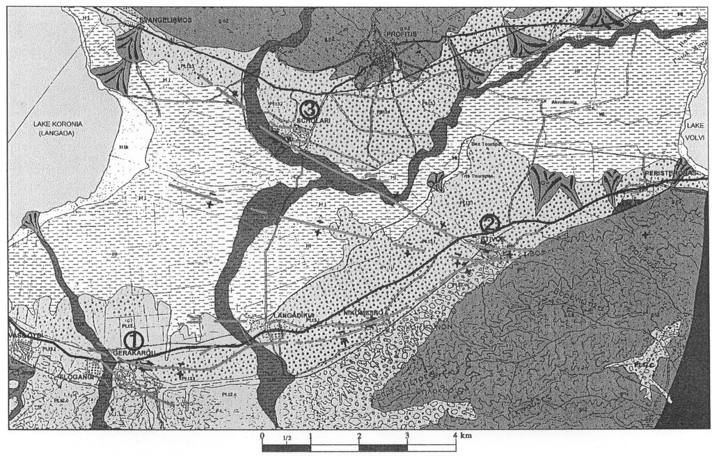 160 C. Papastefanou et al.: Radon measurements along active faults Fig. 1. (a) Geological map of Langadas Basin. (b) Geographical map of Langadas Basin. Nymphopetra (37 44 C), 100 200 m.