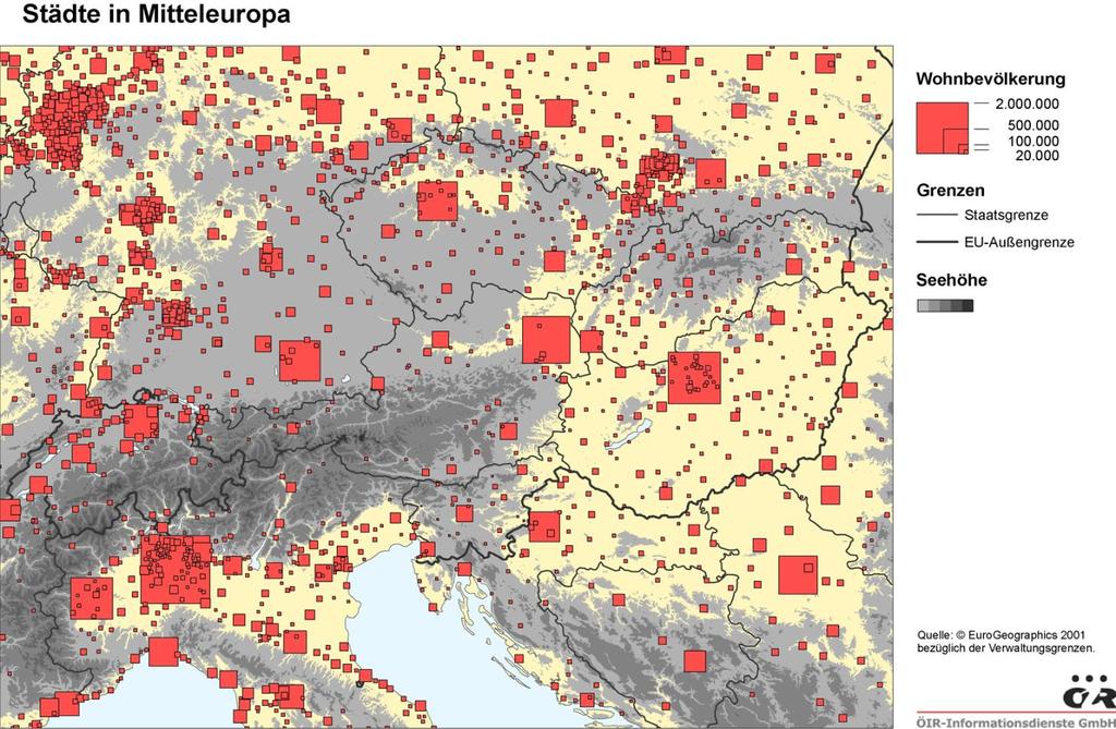 Spatial features Urban structure Austria only 1 metropolis (Vienna) in decentral location few other major urban centers large