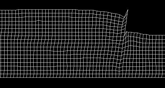 Deformed grid w/out piles (STEP 1) Center of pile group u fc = 1.15 m 1 Quay-wall 9 m 2 u fp = 0.505 m 3 4 0.27g 24 m 10 sec 1.