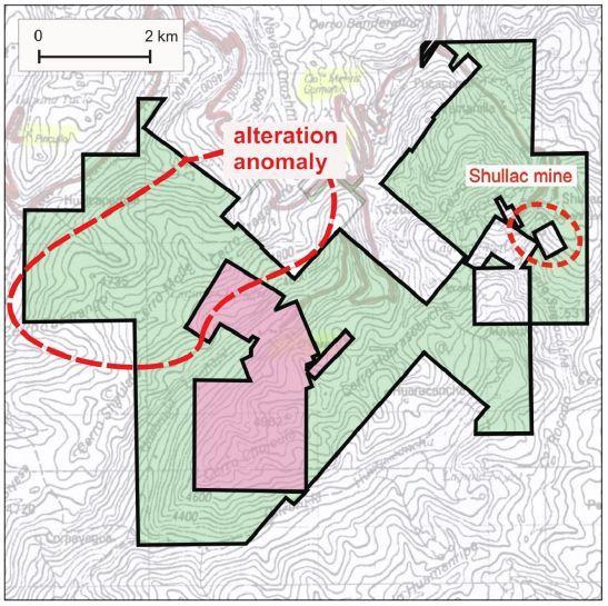 Central Project Platypus Targets Shullac In addition to targeting the obvious continuations of Chanape mineralisation, Platypus will initially investigate two priority targets wholly within
