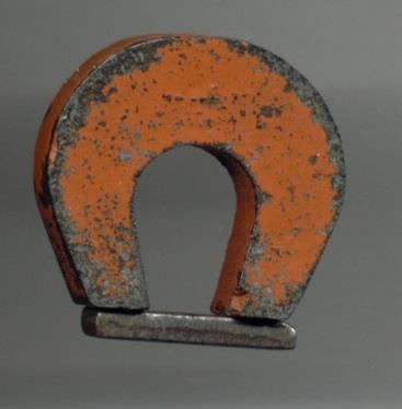 A bar or ring magnet is magnetic due to the movement of electrons within the metal atoms.