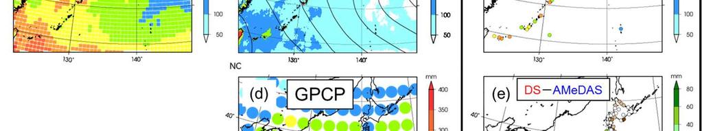 distribution of precipitation well on the Pacific Ocean side of Japan GPCP and JRA-55 could not