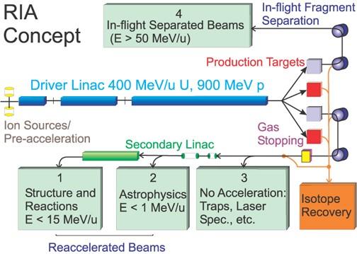 Unstable Isotopes and their Ions The Rare Isotope Accelerator (RIA) scheme.
