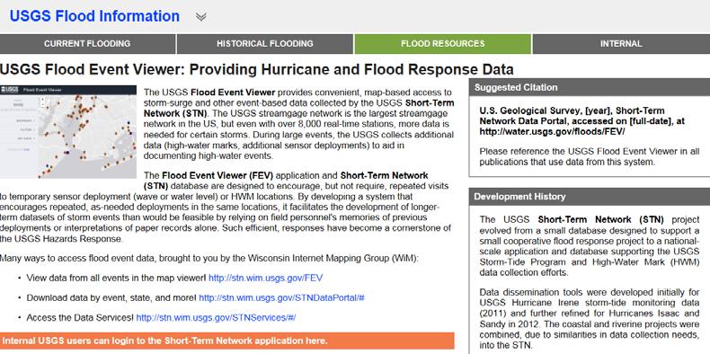 Storm-Tide Monitoring Program Data Dissemination Short-Term Network (STN) Database and Flood Event Viewer (FEV): Provide real-time RDG data before, during, and after storm Real-time data provides