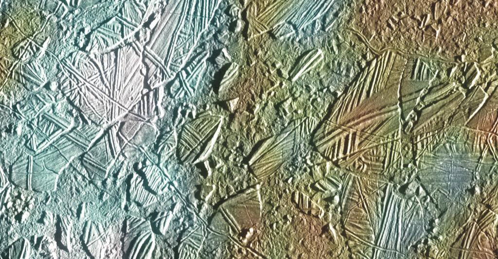 Figure 6. Europa s Conamara Chaos region presents an arctic landscape. This image shows an area 30 km 70 km. The moon s smooth surface is one piece of evidence suggesting a subsurface ocean.