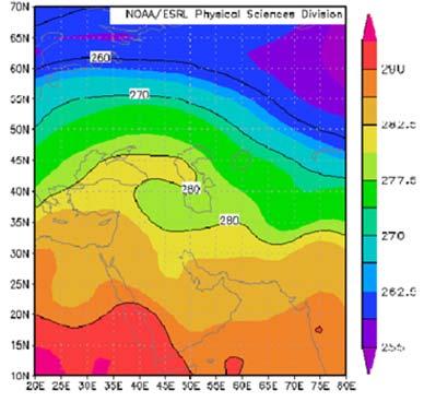 15 Maps a five-day average temperature at 850 hpa level, November