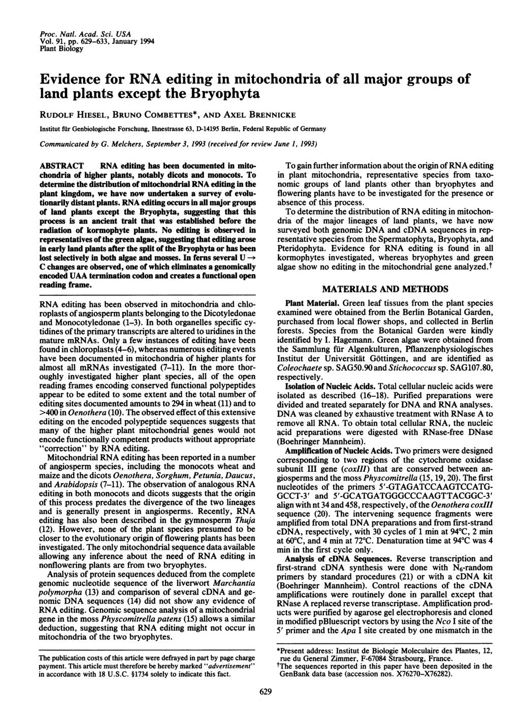 Proc. Natl. Acad. Sci. USA Vol. 91, pp.