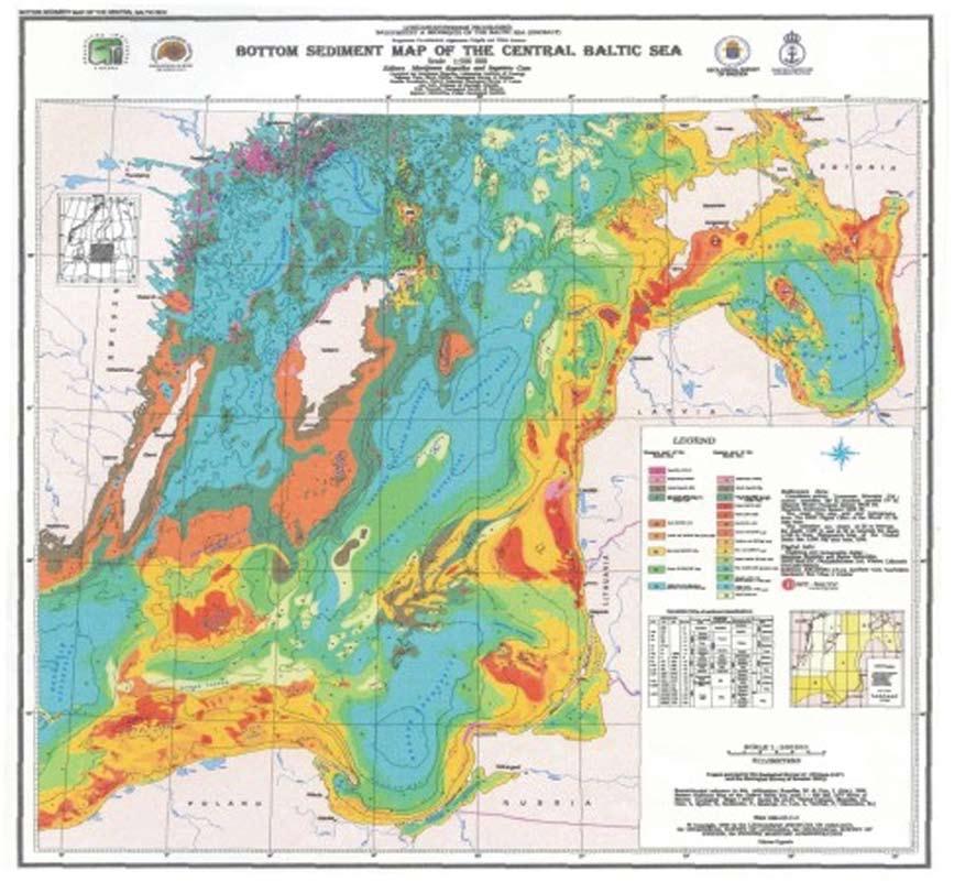2 pav. Centrinės Baltijos jūros dugno nuosėdų žemėlapis, m. 1:500 000, 1998.