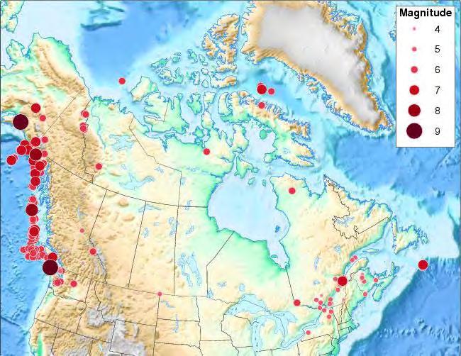 Record of M6+ earthquakes in Canada and smaller events that were