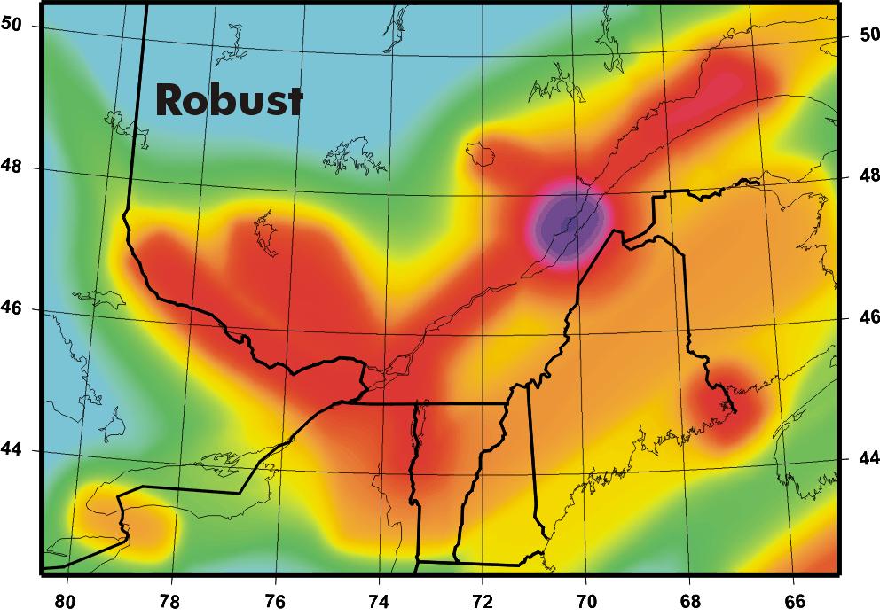 Seismic Hazard Map Historical seismicity + Geological Model Québec Robuste Estimate of shaking that new buildings are