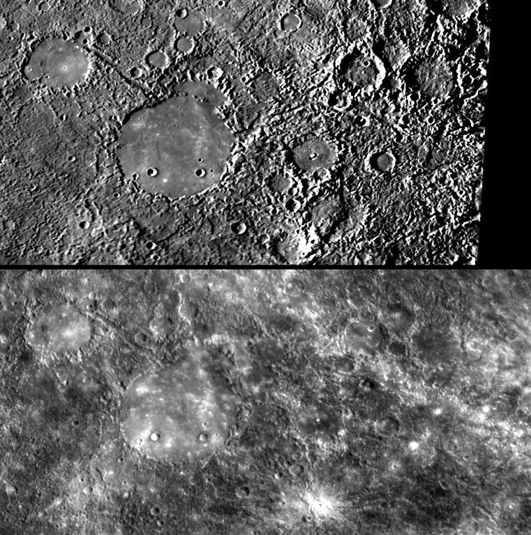Comparison of Mariner s view of the weird terrain (top) and