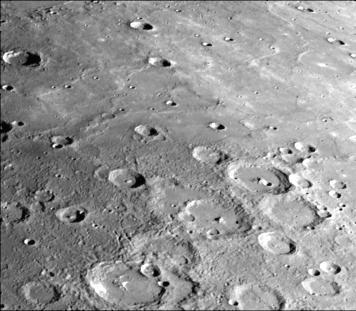 Around and between regions of heavy cratering are intercrater plains.