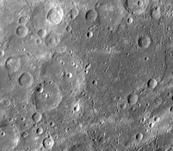 The intercrater plains are peppered with small craters, often in chains, which must be secondary craters formed by material ejected from a