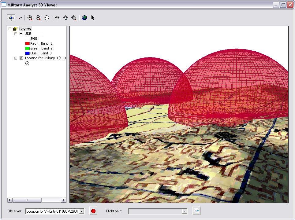 Getting Started with Military Analyst Tools and commands Threat domes in the Military Analyst 3D Viewer 3D Viewer The Military Analyst 3D Viewer allows you to quickly extract data from an area of