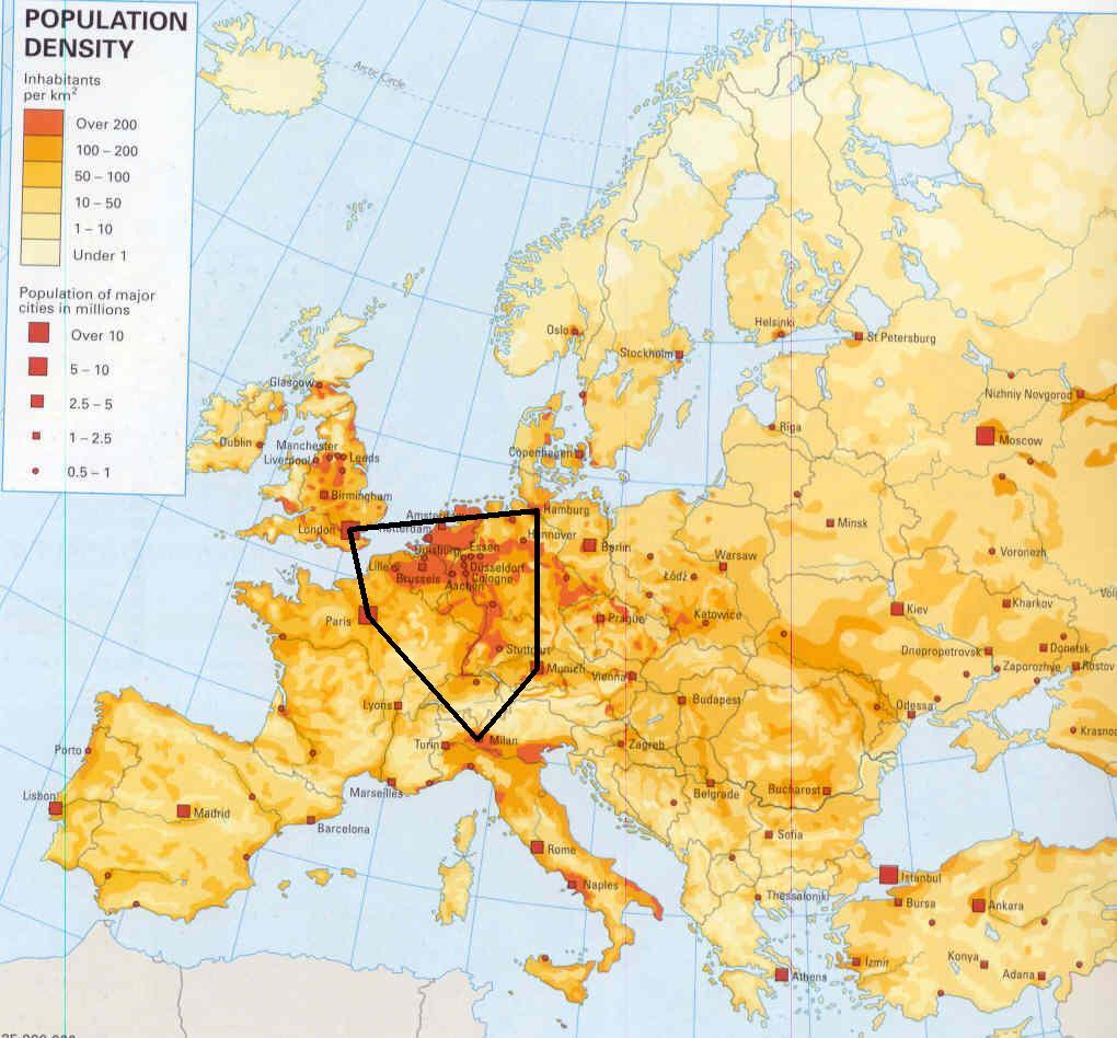 EU Core Periphery Image The pentagon : London, Paris, Milan, Munich and Hamburg 20% of area 40%