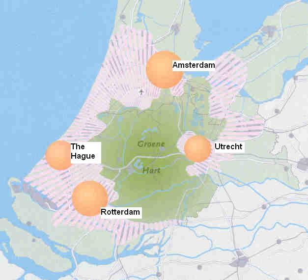 A Classic Example of PUR Randstad in Holland: A ring of cities around the