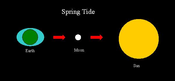 Spring Tides occurs when the Sun, the Moon and