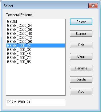 ct GSAM_I500_24 as the temporal pattern (that is, GSAM, Inland, 500 km2, 24h hours). Click Select.
