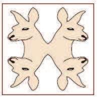 5. naloga: Koliko simetral ima figura s kenguruji (glej sliko)? (A) 0 (B) 1 (C) 2 (D) 4 (E) Več kot 4. Pravilni odgovor: C.