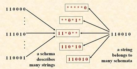 Definition A schema is a string s from the alphabet {0, 1, } s defines a hyperplane H = {t t i = s i or s