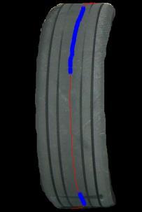 to investigate the condition of the treads. With the profile line (red line in Fig. 9b) we are scanning the skeleton image from top to bottom of the tire region.