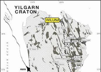 Wiluna Archaean orogenic gold deposit. Northernmost Norseman-Wiluna Belt in the Yilgarn Craton, Australia (modified from P. Eilu & D.