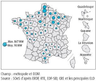 with 1.3 million of km network) Other locale companies Wind power by administrative area 2015-06-30 Wind and Photovoltaic production in France 15.4 GW connected (9.7 GW for wind and 5.