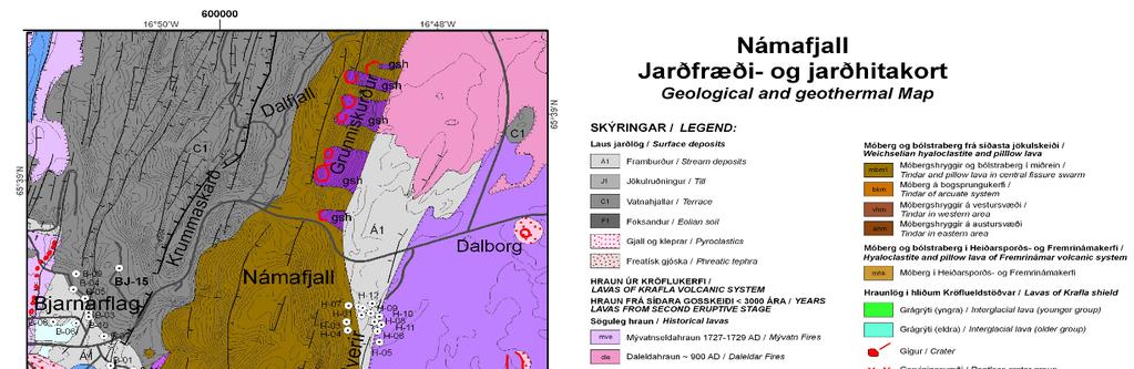 Report 30 735 Sakindi FIGURE 2: Geological map of Námafjall high-temperature geothermal area (Saemundsson, 2010) volcanoes in the area.