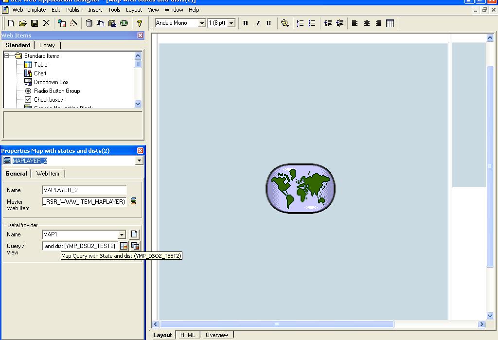 Create a Web-Template Use the web item MAP from the available web items
