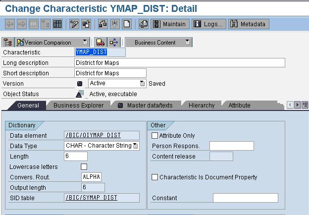 Create Info Object Upload the shape files in the Infoobject for Districts map also create master data for the Infoobject which must have the same attributes and data as in DBF file for the respective