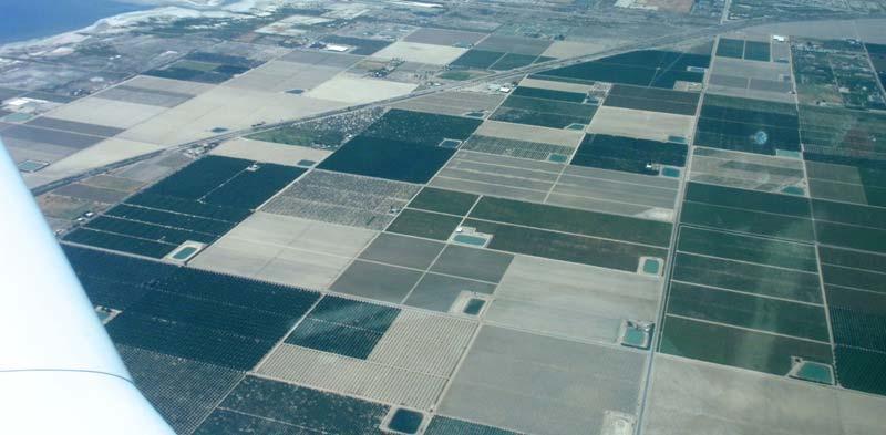 Here we saw the unusual practice of nearly every field having a pond in the corner When we again approached the Palm Springs area it was evident that