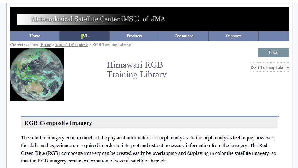 Overview of the training library page of RGB composite