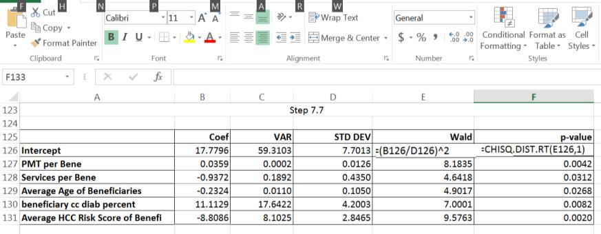 Step 7.7: Copy the coefficients (weights) computed by the Excel Solver from the cells T3 to T8 (in our example) from tab Predictive Model to the cells B126 to B131 of tab Step 7 - Covariance Matrix.