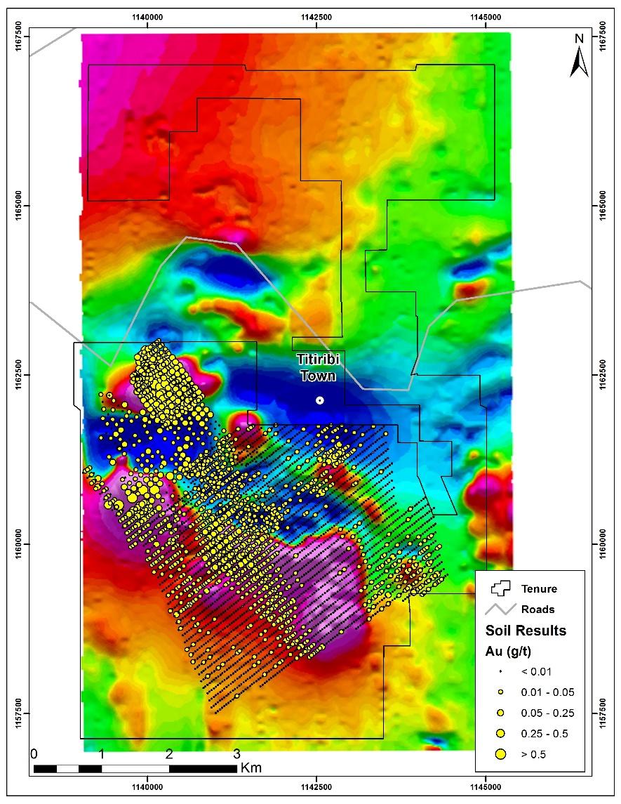 Titiribi Gold in Soils and Drilling Map Several