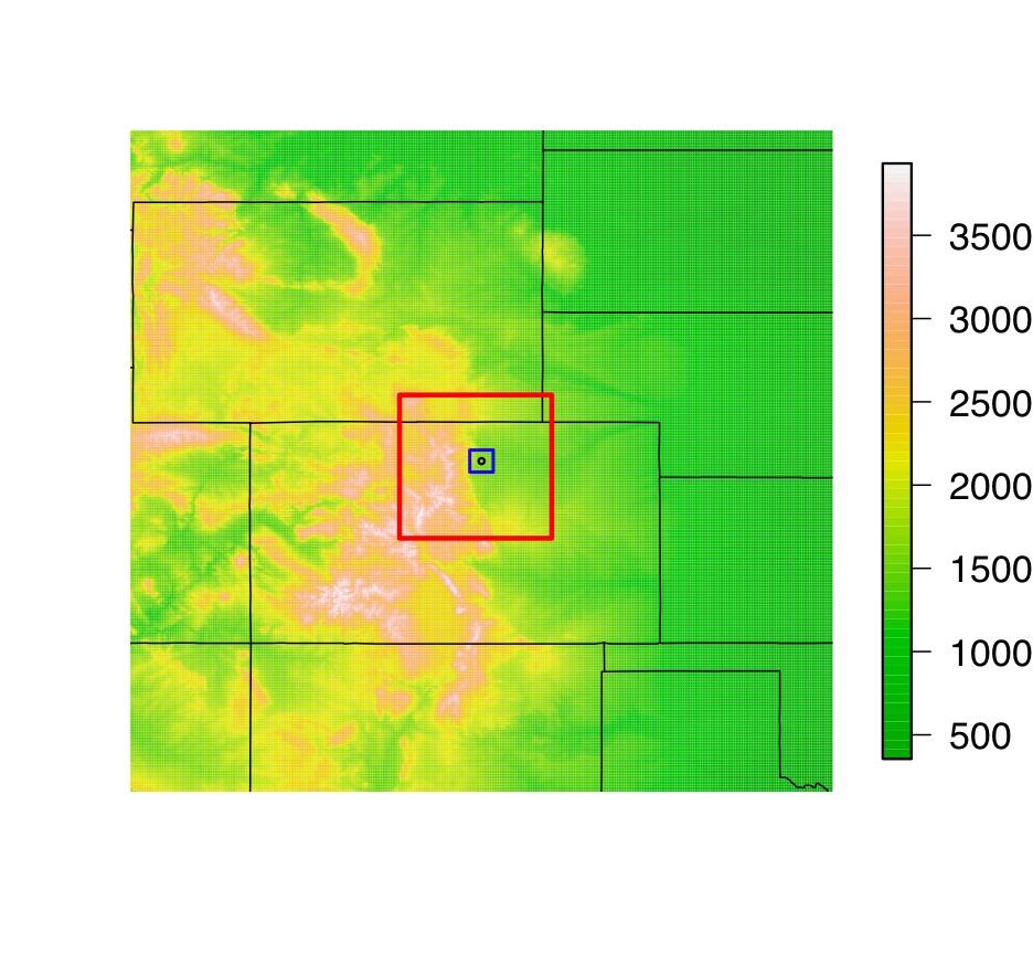 An data example from Colorado Elevation (m) and grid boxes at 60 and 250 km Doppler radar provides detailed daily rainfall data on a complete grid. mm/hour 0.0 0.5 1.0 1.