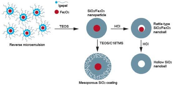 Schematic of the synthesis of MP/SiO 2 /MS nanoarchitectures MP = Magnetic Particle SiO 2 =Solid