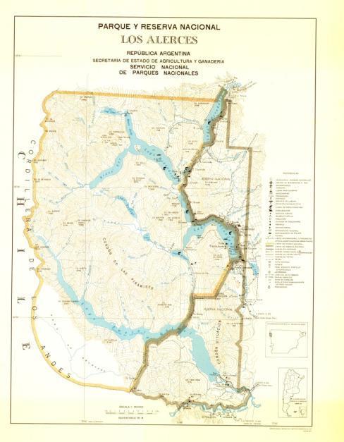PREVIOUS CARTOGRAPHY I SPECIAL FORMAT: A map of the park s area Made by the IGM: PARQUE Y RESERVA NACIONAL LOS ALERCES Edition
