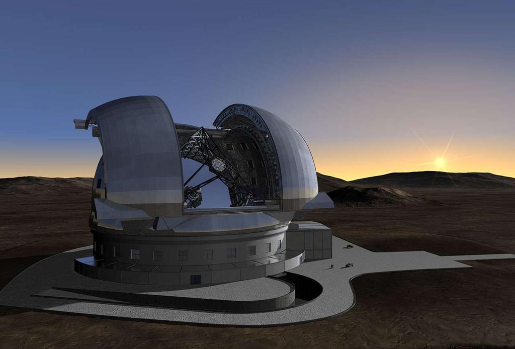 The future: the European Extremely Large Telescope (E-ELT) To be built on Cerro Armazones, 22 km from Paranal A segmented-mirror telescope with 39.